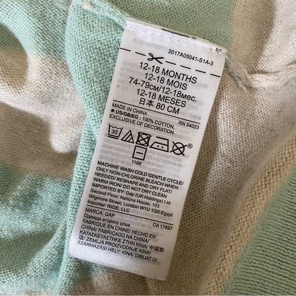 Baby Gap 12-18 mos 100% Cotton Mint Heart Sweater - Picture 7 of 7